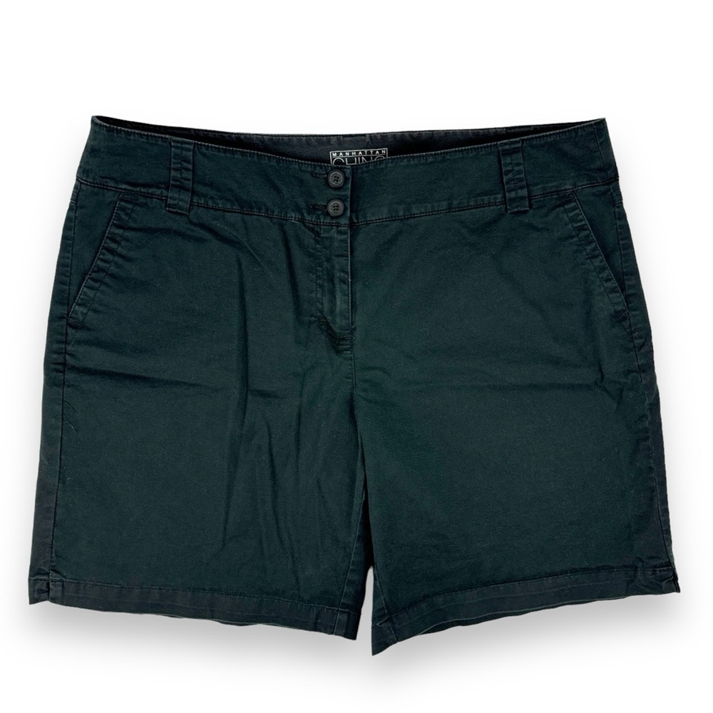 New York & Company Shorts Womens 18 Manhattan Chino Black Cotton Spandex Stretch